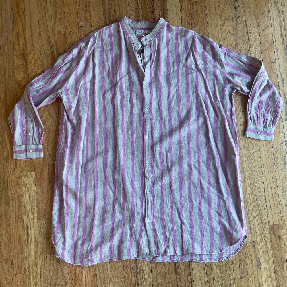 ICHI ANTIQUITES Pink stripe shirt NWT